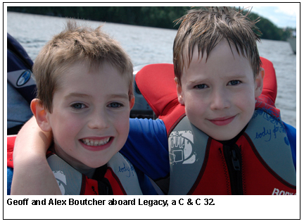 Geoff and Alex Boutcher aboard Legacy, a C & C 32.