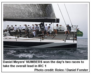 Daniel Meyers' NUMBERS won the day's two races to take the overall lead in IRC 1, Photo credit: Rolex / Daniel Forster