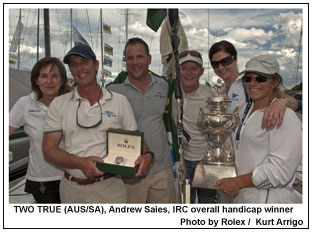 TWO TRUE (AUS/SA), Andrew Saies, IRC overall handicap winner Photo by Rolex / Kurt Arrigo.