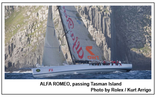 ALFA ROMEO, passing Tasman Island , Photo by Rolex / Kurt Arrigo.