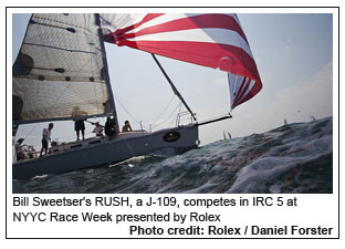 Bill Sweetser's RUSH, a J-109, competes in IRC 5 at NYYC Race Week presented by Rolex, Photo credit: Rolex / Daniel Forster