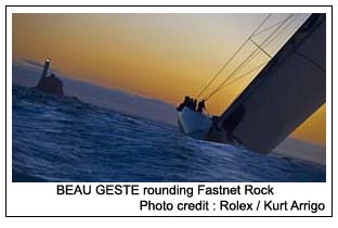 BEAU GESTE rounding the fasnet rock, Photo Credit: Rolex / Kurt Arrigo