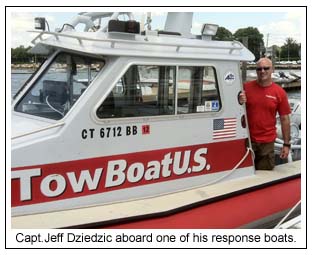Capt. Jeff Dziedzic aboard one of his response boats.