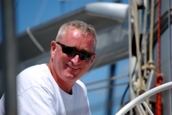 Sojana's skipper Marc Fitzgerald (Gurnard, U.K.) is set to resolve unfinished business from 2005 when the 115' ketch departs on the Transatlantic Race 2011. (photo credit TR2011 / Jan Harley) 