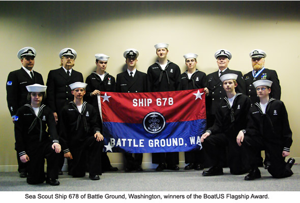 Sea Scout Ship 678 of Battle Ground, Washington, winners of the BoatUS Flagship Award.