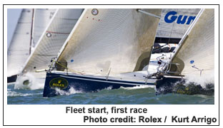 Fleet start, first race, Photo credit: Rolex / Kurt Arrigo