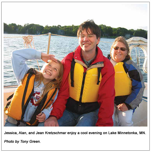 Jessica, Alan, and Jean Kretzschmar enjoy a cool evening on
Lake Minnetonka, MN.