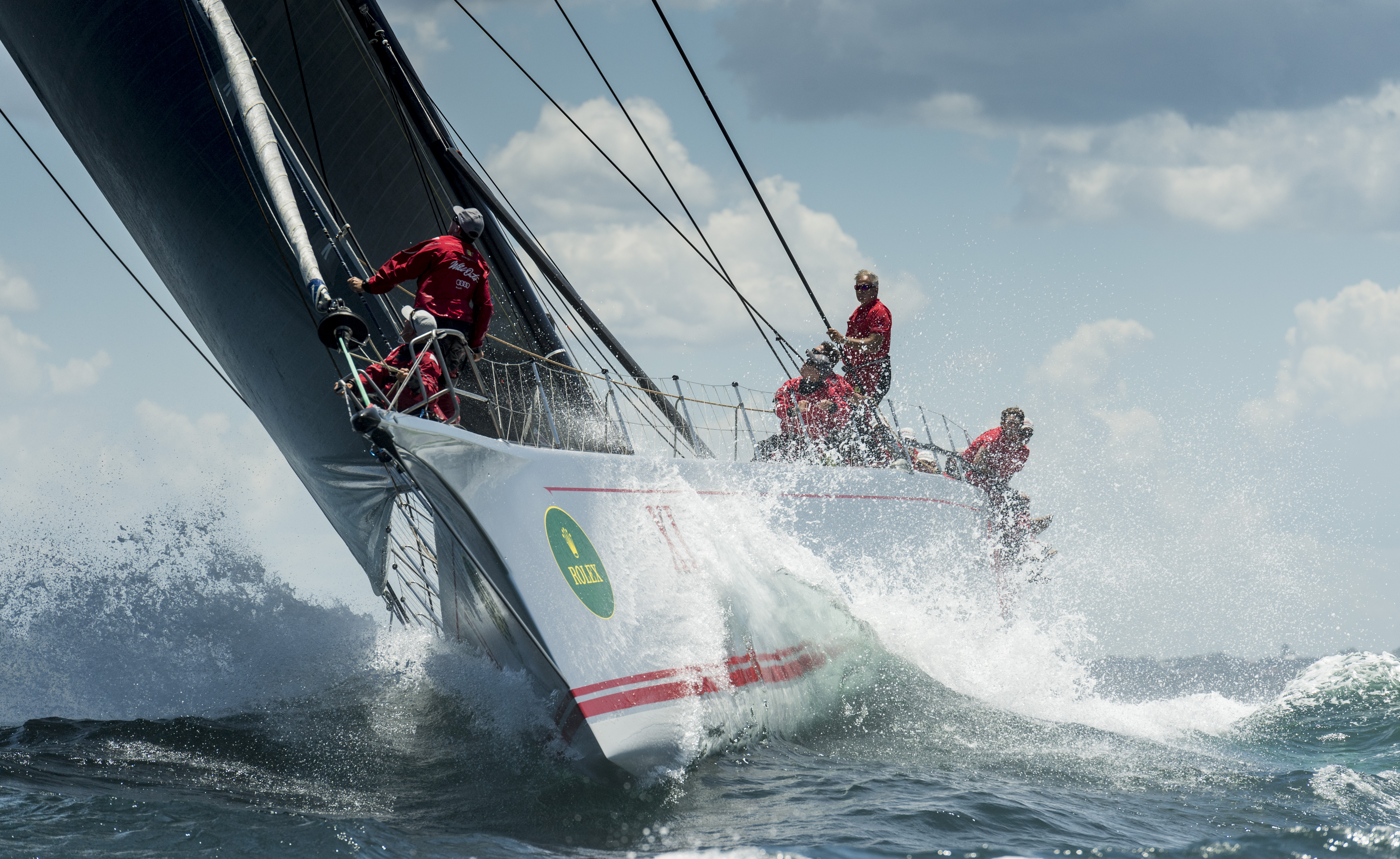 WILD OATS XI was leading the Rolex Sydney Hobart fleet until a keel issue forced her retirement