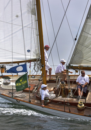John Storck, Jr. and his J/80 Rumor team at Block Island Race Week in 2011, where they took first place in the PHRF class (Photo Credit Rolex/Daniel Forster).