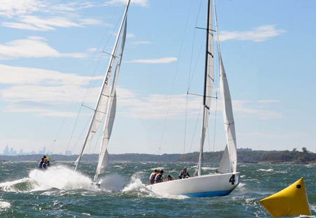 Swedish Match 40s on loan from the Oakcliff Sailing Center were used for match racing at the 2013 Intercollegiate Offshore Regatta  (Photo Credit McMichaelYachts.com)