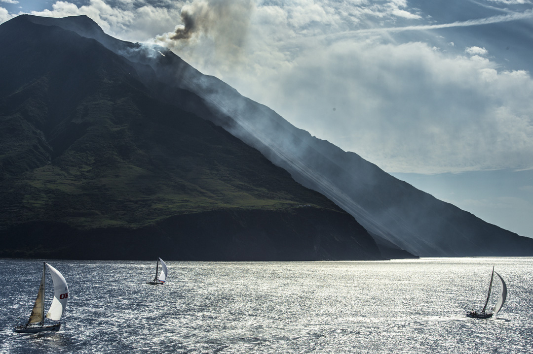 Rolex Middle Sea Race course sailing, wild volcanic island of Stromboli