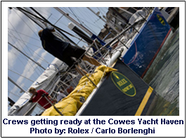Crews getting ready at the Cowes Yacht Haven , Photo by: Rolex / Carlo Borlenghi