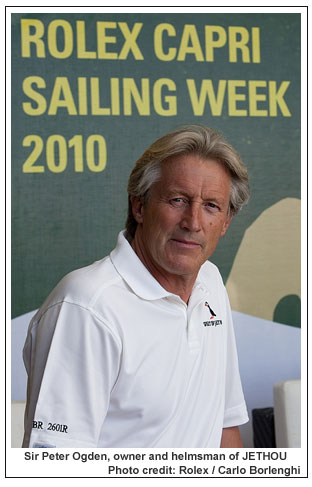 Sir Peter Ogden, owner and helmsman of JETHOU, Photo credit: Rolex / Carlo Borlenghi