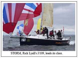 STORM, Rick Lyall's J/109, leads its class.