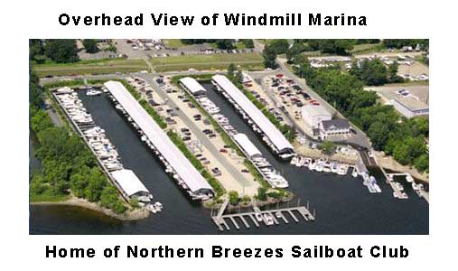 Windmill Marina overhead, Home of Northern Breezes Sailboat Club.