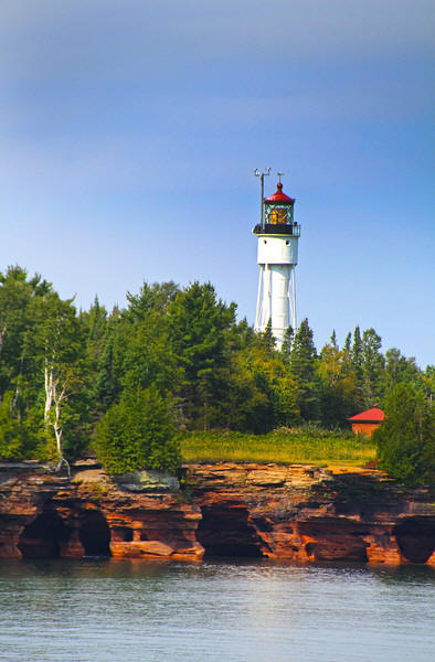 Devil's Island Lighthouse over the sea caves