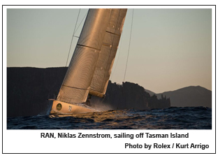 RAN, Niklas Zennstrom, sailing off Tasman Island , Photo by Rolex / Kurt Arrigo.