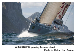 ALFA ROMEO, passing Tasman Island , Photo by Rolex / Kurt Arrigo.