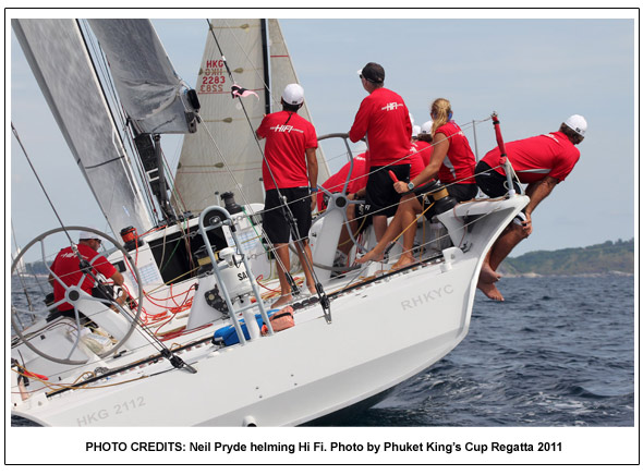 Neil Pryde helming Hi Fi. Photo by Phuket King’s Cup Regatta 2011 