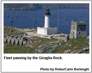 Fleet passing by the Giraglia Rock.