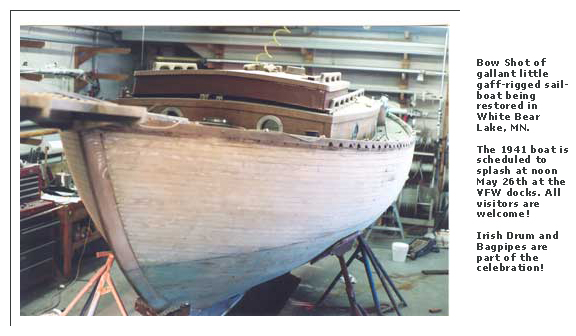 Bow Gallant 1941 Sailboat Being Restored, White Bear Lake, Minnesota