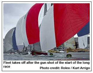 Fleet takes off after the gun shot of the start of the long race, Photo credit: Rolex / Kurt Arrigo