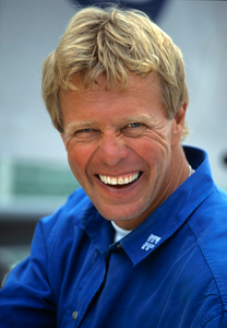 Magnus Olsson's winning smile following EF Language's victory in the Whitbread round the world race 1997/98.  Photo: Bob Fisher/PPL