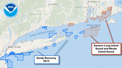 In one project, NOAA Ship Thomas Jefferson will survey in Long Island Sound, performing essential habitat mapping in Fishers Island Sound, and continuing Post Tropical Cyclone Sandy hydrographic surveys that were started in 2013.