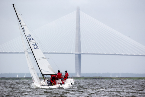 Brazilians love J/boats, and Haroldo Solberg's team on board Viking heads upwind on a tuning run in 15 knots of northeast breeze.