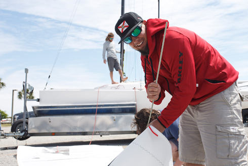 Race crew are all smiles as they prep their boats for 2016 Sperry Charleston Race Week, beginning Friday on Charleston Harbor.   Charleston Race Week/Tim Wilkes photo