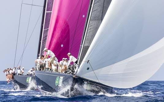 Owner/Driver Hap Fauth steering Bella Mente to a win in the 2016 Rolex Maxi 72 World Championship. (Photo Credit: Rolex/Carlo Borlenghi)