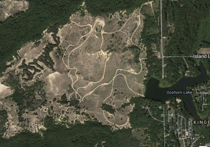 The sand dunes in Saugatuck as they appear today. Image: Google