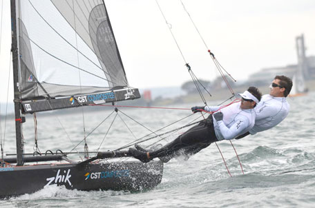 Four time World Champion Archie Massey and new crew Harvey Hillary were always in contention. Credit: Rhenny Cunningham - Sailing Shots