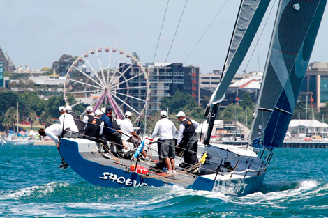 Shogun V, local icon Rob Hanna always supports the regatta bringing his well campaigned boat back to his home waters. Image: Teri Dodds (FoS 2012)