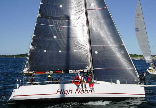 High Noon, a Tripp 41 sailed by a youth team from American YC is the smallest of the front runners. Photo John Rousmaniere