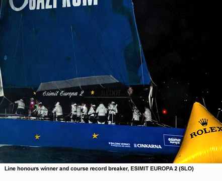 Line honours winner and course record breaker, ESIMIT EUROPA 2 (SLO)