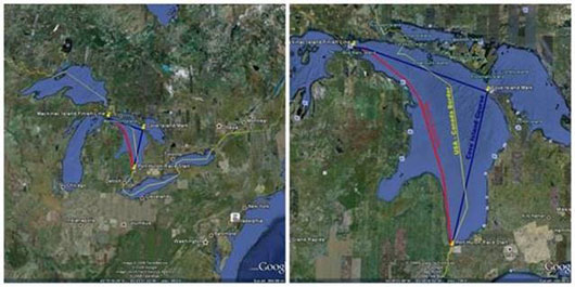 Overview and close-up of the Cove Island and Shore Course for the Bells Beer Bayview Mackinac Race.