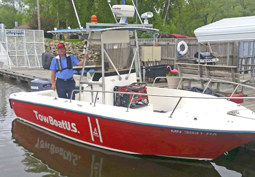 Capt. Michael Jorgensen aboard his TowBoatUS response vessel.