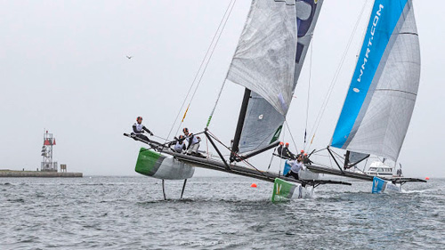 Moments of glory today inside Newport Harbor for the World Match Racing Tour Newport.  (all photos Ian Roman/WMRT)