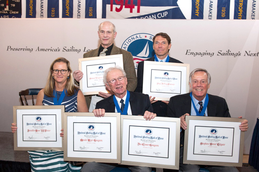 Top to bottom, left to right:  The NSHOF 2015 Class of Inductees - Gregory Merrick, who accepted the posthumous Lifetime Achievement Award for his father Sam Merrick;
Paul Foerster; JJ Fetter; Meade Gougeon, who accepted on behalf of his late brother Jan Gougeon as well; and Steve Colgate.