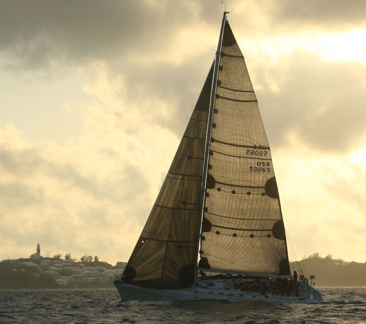 Mischievous, sailing for the Massachusetts Maritime Academy and skippered Charles Cahill by grabbed line honors in the 645-mile race. She was awarded the Blue Water Sailing Club Board of Governors Trophy for shortest elapse time. Mischievous' skippered by Charles Cahill crossed the finish line at St. Davids Lighthouse Bermuda during the twilight Lighthouse Committee cocktail party at the finish tower on Monday evening at 6:42 EDT. Fran Grenon Spectrum Photography