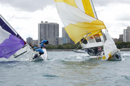 Williams and Canfield tangle in Finals luffing match - photo Ian Roman/AWMRT