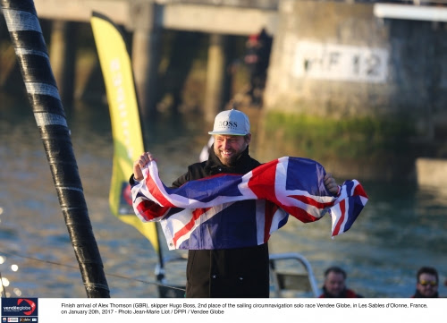 Finish arrival of Armel Le Cleac'h (FRA) skipper Populaire VIII, winner of the sailing circummnavigation solor race vendee Globe in Les Sables d'Olonne, France on January 19th, 2017 - Photo Vincent Curutchet / DPPI / Vendee Globe