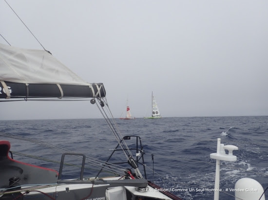 Onboard image bank while training for the Vendee globe of IMOCA Maitre COQ, skipper Jeremie Beyou (FRA), off Belle-lle, on september 23rd, 2016 - photo Eloi Stichelbaut / Maitre Coq / Vendee Globe