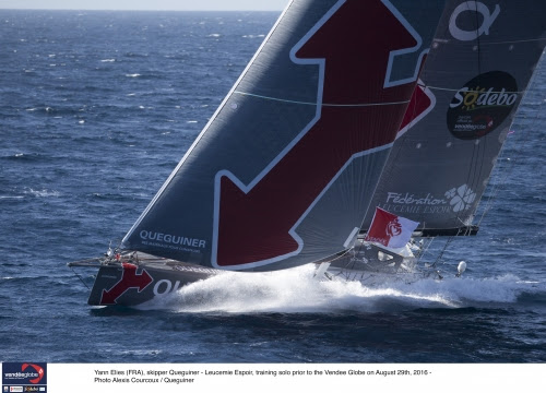 Yann Elis FRA, skipper Quguiner-Leucmie Espoir, Vendee Globe on AUG29th, 2016