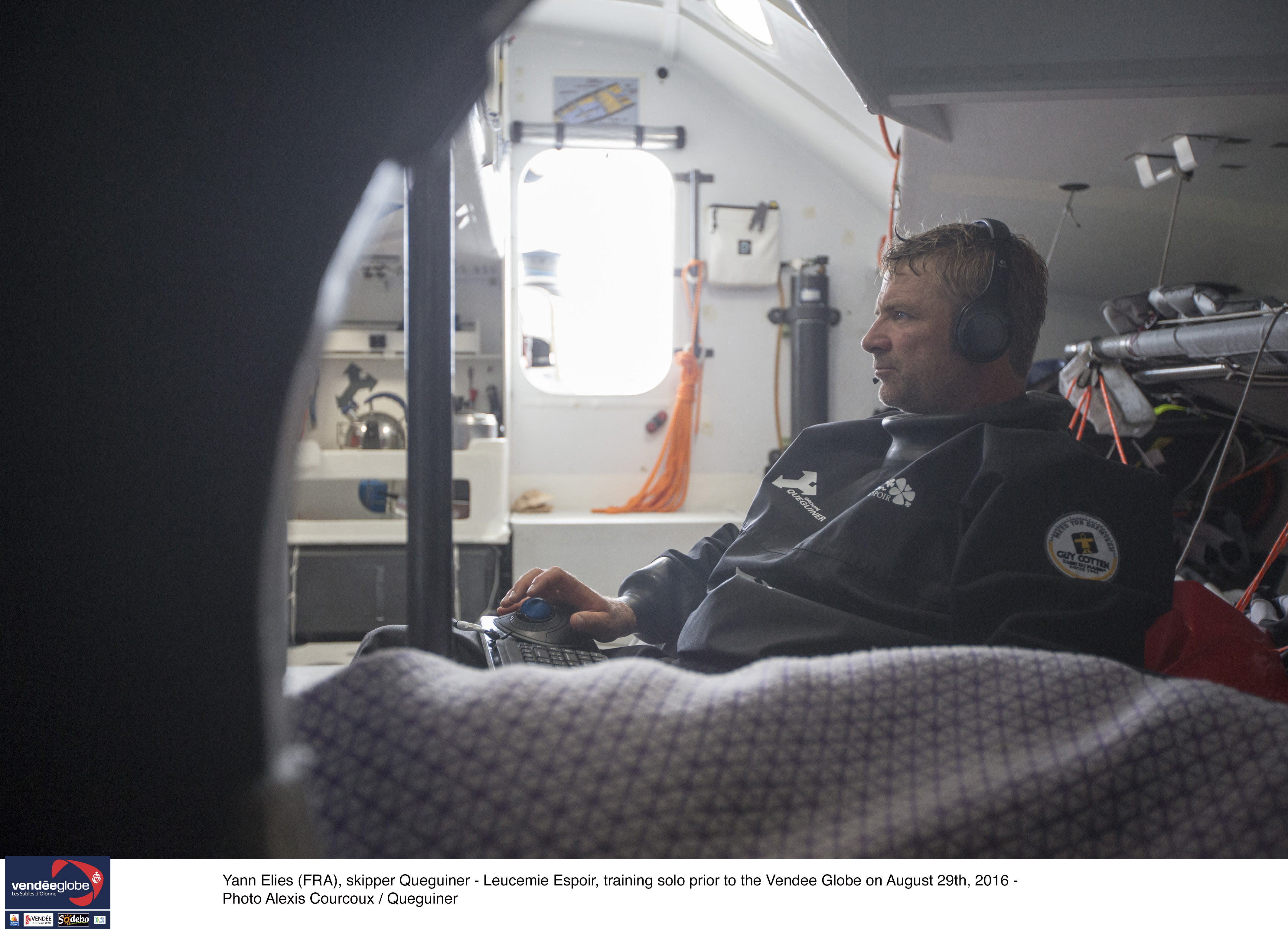 Yann Files(FRA), Skipper Queguiner - Leucemie Espoir, training soloe prior to the Vendee Globe on AUgust 29th, 2016 - Photo Alexis Courcoux / Queguiner